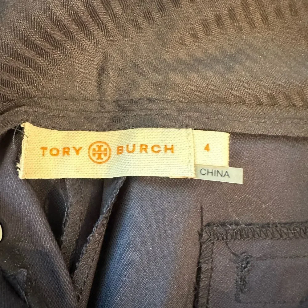 Tory Burch Women's Navy Blue Slit Hem Cotton Blend Pants Size 4